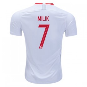 Camisolas de Futebol Polônia Milik 7 Equipamento Principal Copa do Mundo 2018 Manga Curta